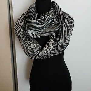 Shiny Black and Silver Infinity Scarf
